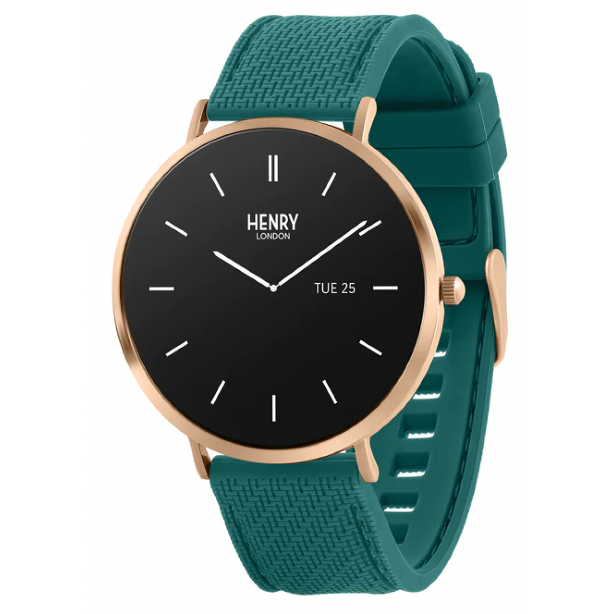 Henry London 智能手錶 HSL014 (金色和水鴨色矽膠錶帶)